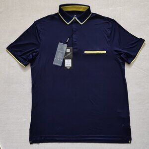 HEAD Golf Men's Raphael Polo Shirt - Evening Blue/Lemonade - Size M - NWT
